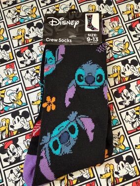 Disney Stitch Crew Socks, Adult Size 9-13, New!